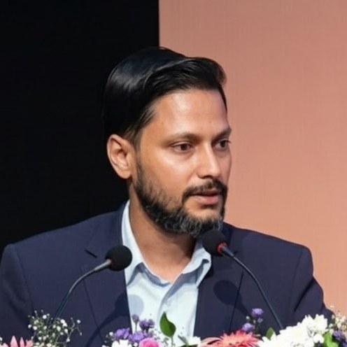 Vivek Singh Chandel, technology consultant in JusticeTech and GovTech, speaking at a Government of India event