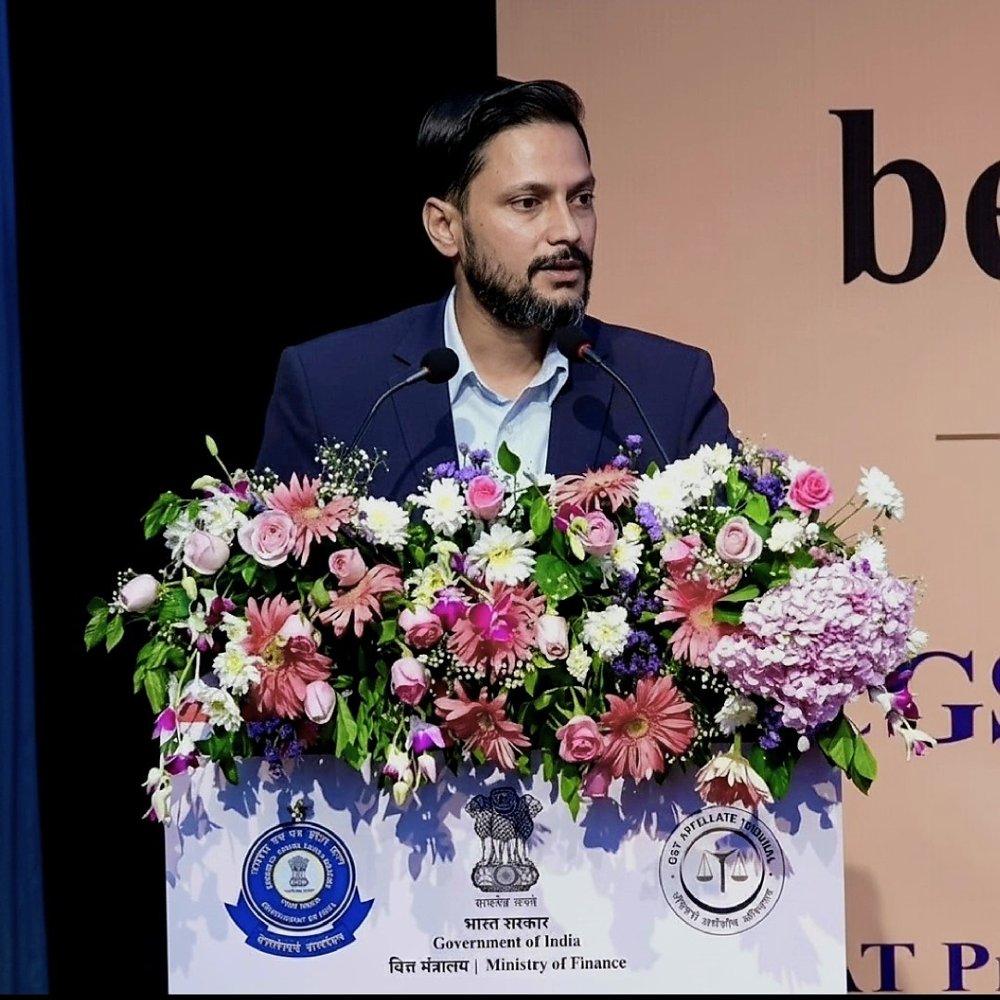 Vivek Singh Chandel speaking at a Government of India, Ministry of Finance and GST Appellate Tribunal event